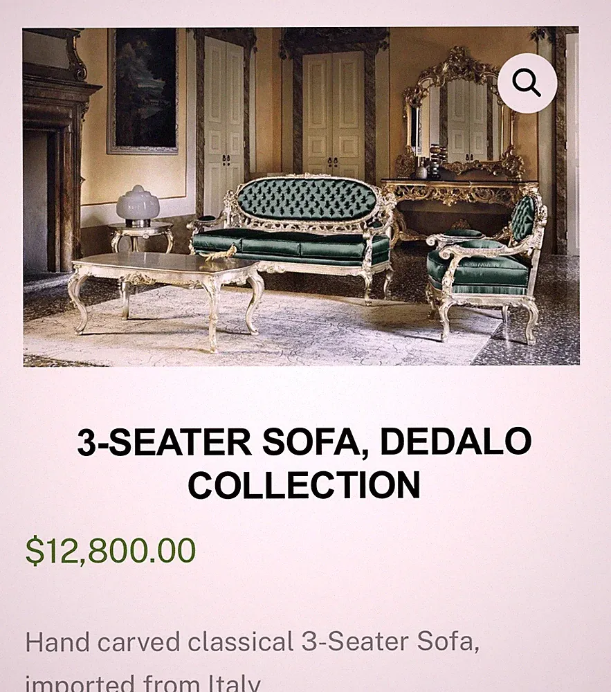 SILIK Sofa ONLY Living Room Italian Rococo Baroque Carved Italy Louis