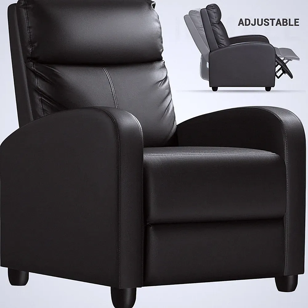 Sillones Reclinables Negro Para Adultos Sala Sofa Sillón De Cuero PU En Oferta