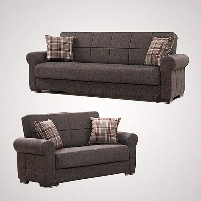 Silva Brown Fabric Sofa Bed/Loveseat