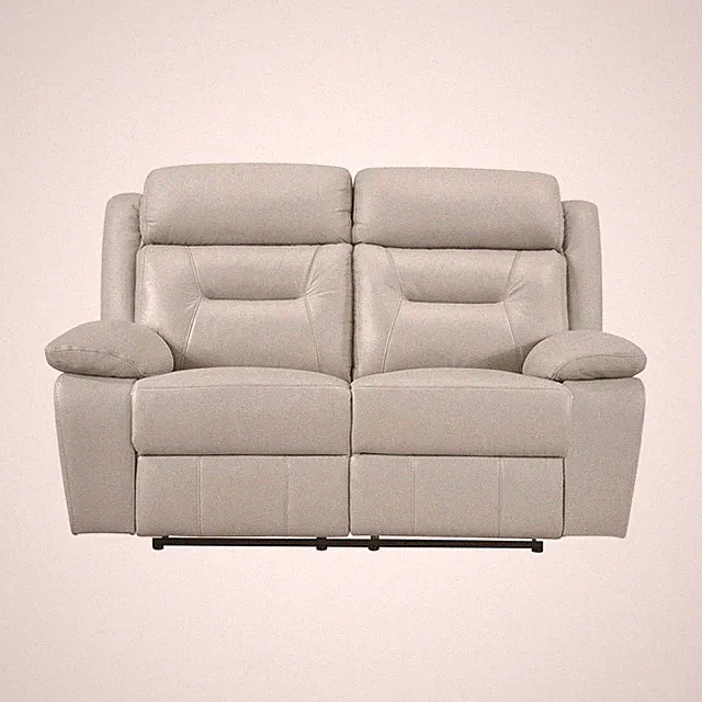 Silver Loveseat Recliner, 2-Seater Theater Couch, Leather Upholstery, 62.5" L