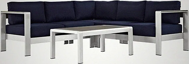 Silver Navy 4-Piece Aluminum Outdoor Patio Sectional Sofa Set