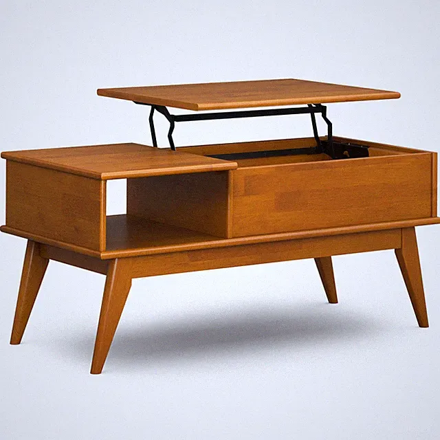 SIMPLIHOME Draper 48" Wide Solid Wood Coffee Table in Teak Brown
