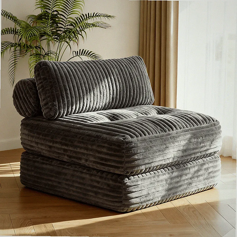 Single Corduroy Convertible Sleeper Sofa Folding Pillow Included Back Support