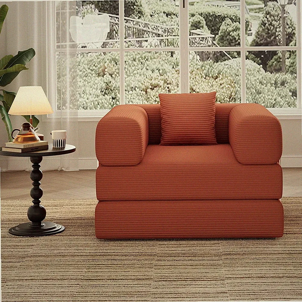 Single Couch Sofa for Small Spaces , 2-in-1 Single Boneless Sofa with Soft