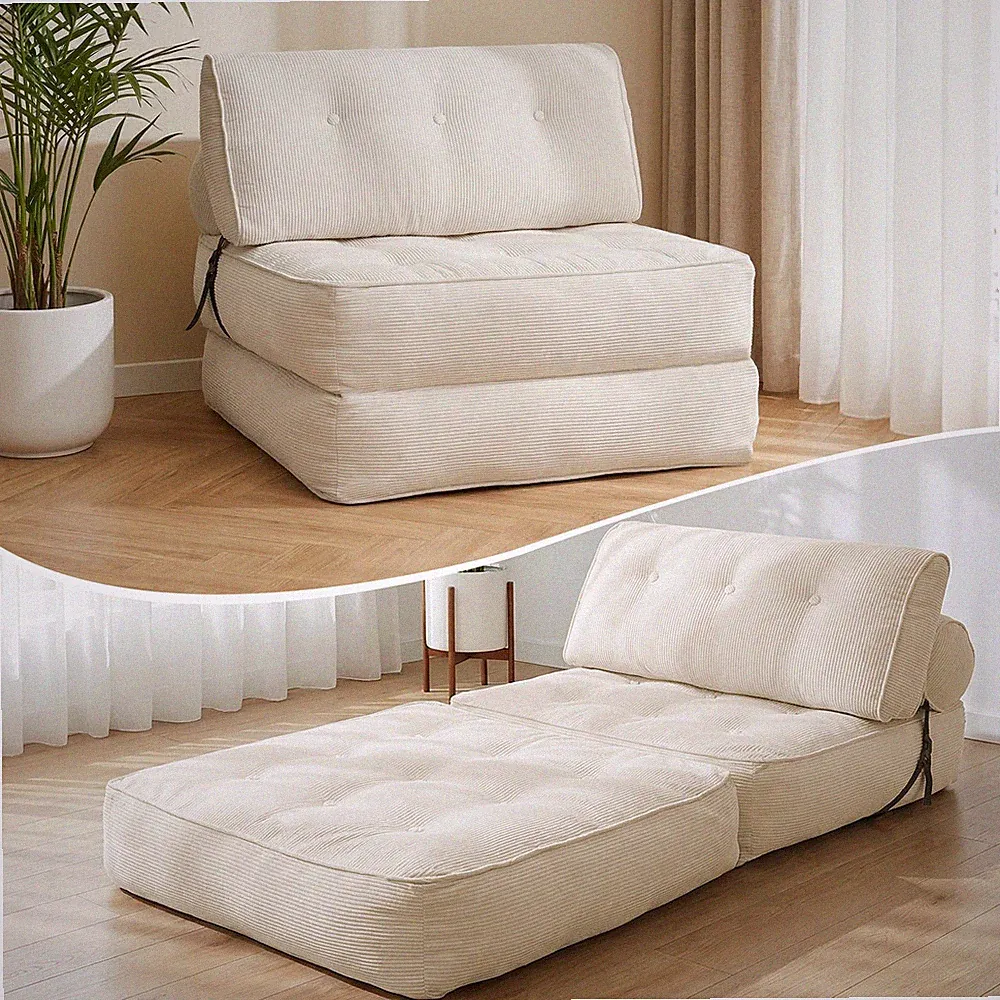 Single Folding Sofa Bed Convertible Sleeper Bed Chair Couches w/ Dual-Pillow