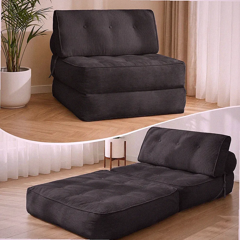 Single Folding Sofa Bed, Convertible Sleeper Chair Bed Couches w/ Dual-Pillow