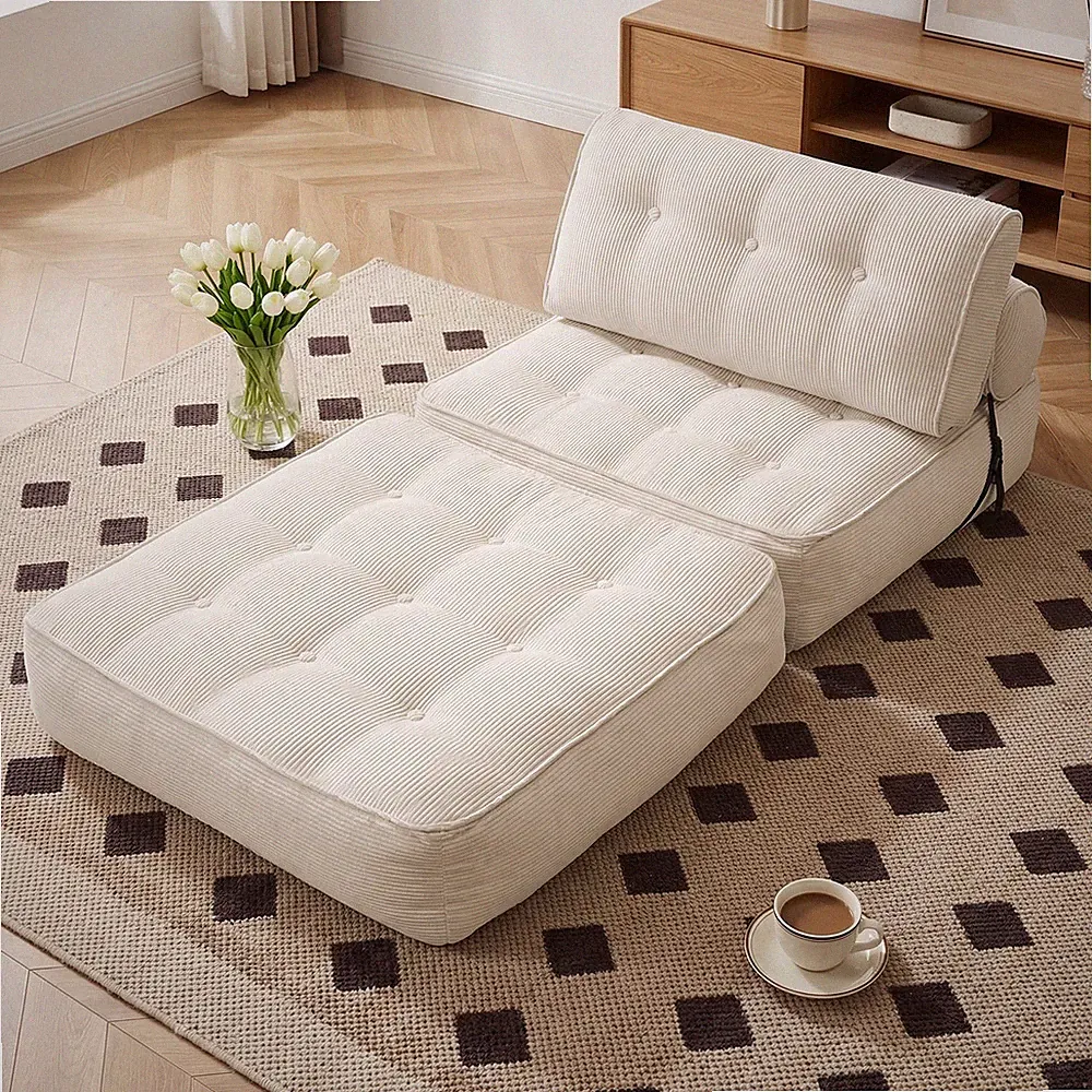 Single Folding Sofa Bed, Convertible Sleeper Chair Bed Couches w/ Dual-Pillow