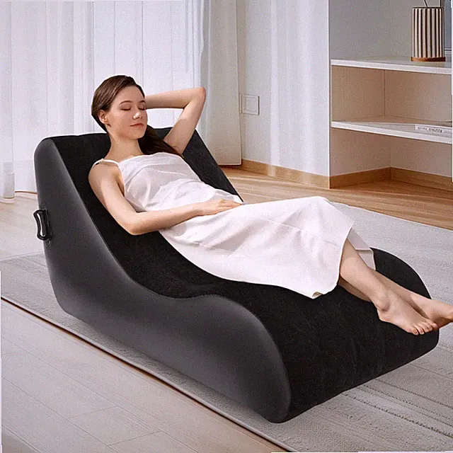 Single Inflatable Sofa Bed w/ Air Pump Pull Out Sofa Chair Max Capacity 441lbs