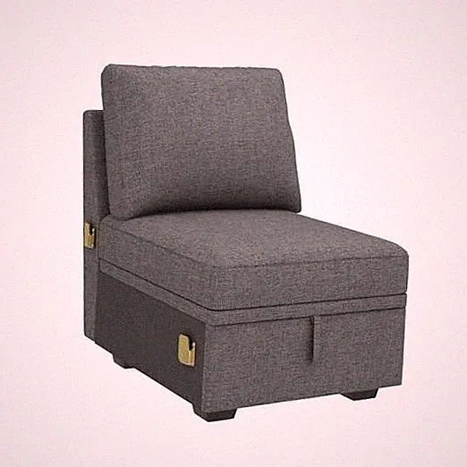 Single Seat for Modular Sectional Sleeper Sofa with Pull Out Bed, Dark Grey