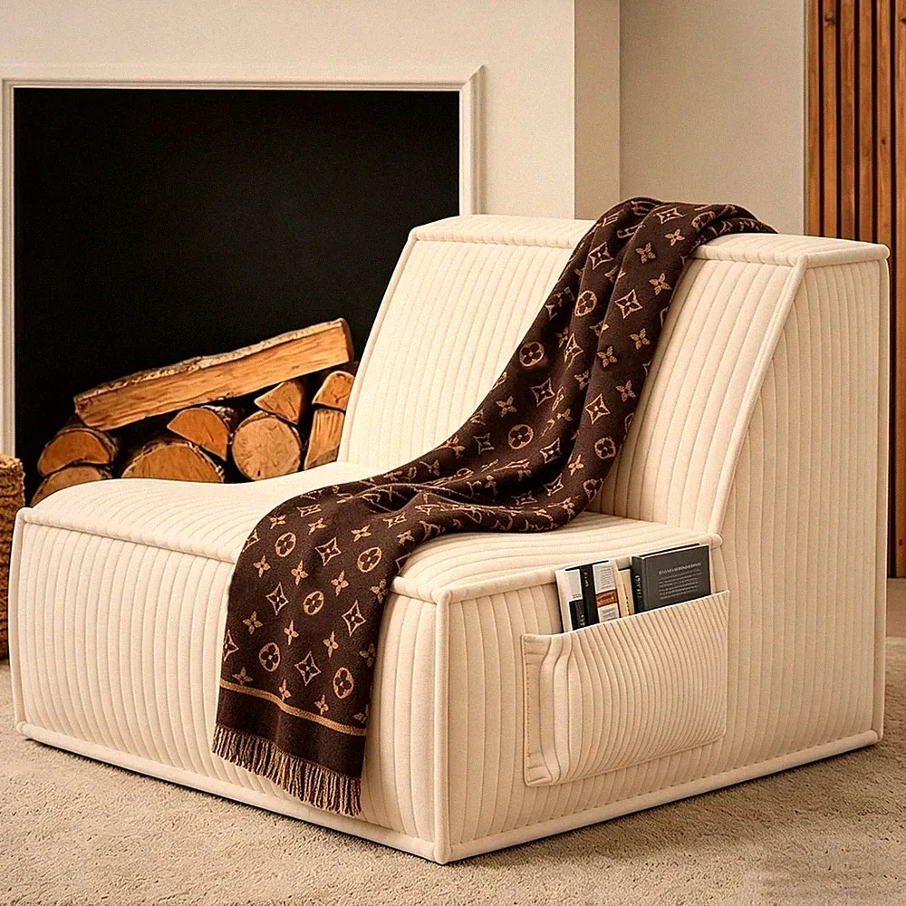 Single Sofa Couch Comfy Sectional Boneless Sofa with Left Chaise for Living Room