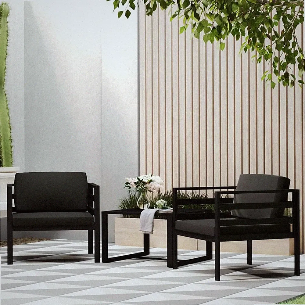 Single Sofas 2 pcs with Cushions Aluminum Anthracite