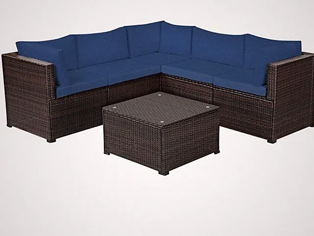 Six Seater Rattan Wicker 11pc Rectangular Polyester Sectional Sofa Seat Covers