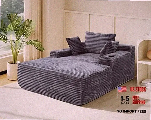 Skepphlay 65" Oversized Chaise Lounge Chair, Boneless 65" Single Chair Grey
