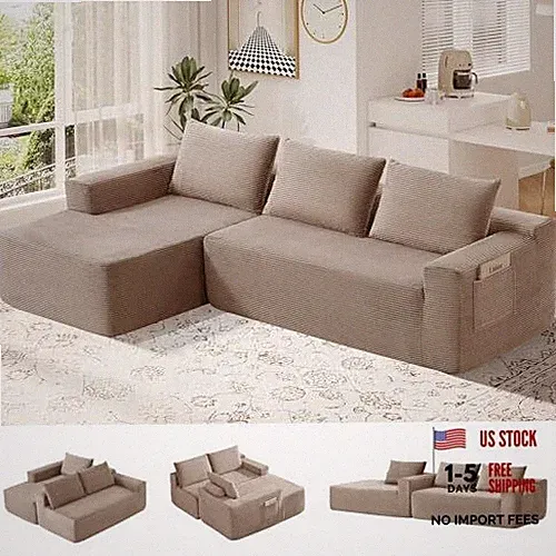 Skepphlay 97" Sectional Couches for Living Room, Boneless Couch with Recliner