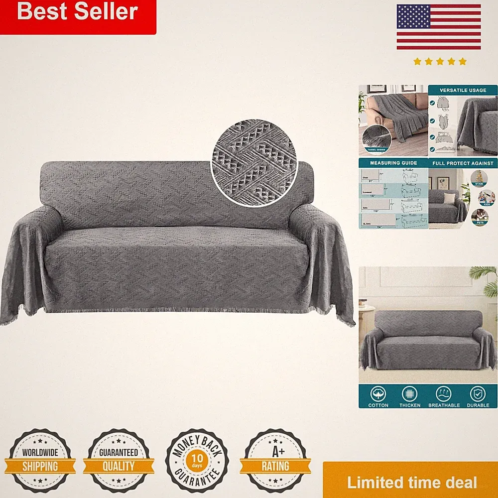 Skin-Friendly Washable Sectional Sofa Cover: Geometric Pattern, 71"x118" Size