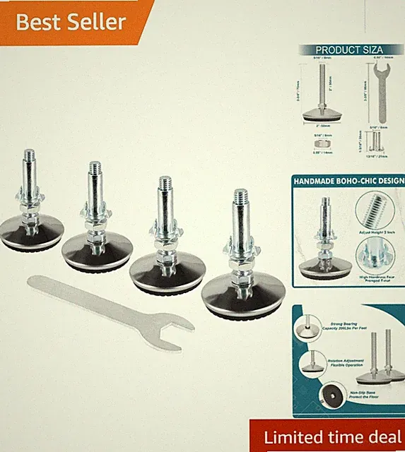 Sleek Adjustable M8 Leveling Feet for Cabinets and Tables - Heavy Duty Stability