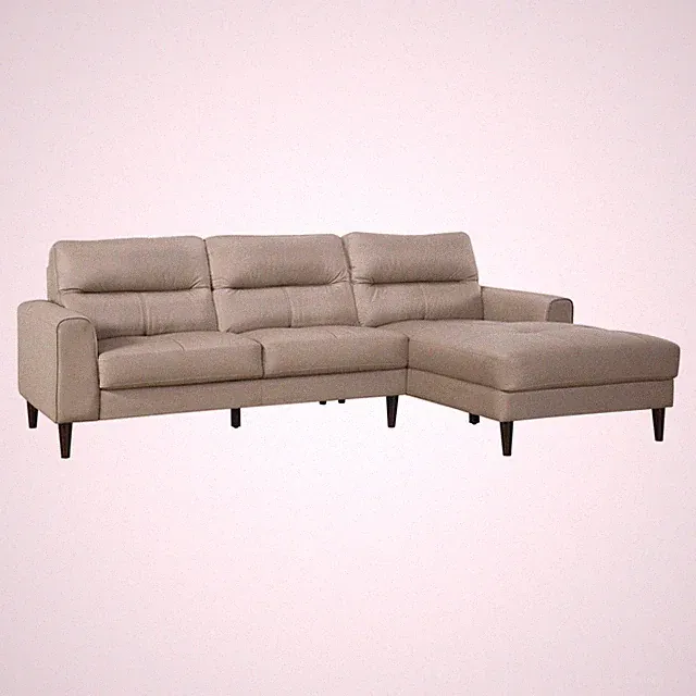 SLEEK LATTE BROWN TOP GRAIN LEATHER MATCH SOFA WITH CHAISE LIVING ROOM FURNITURE