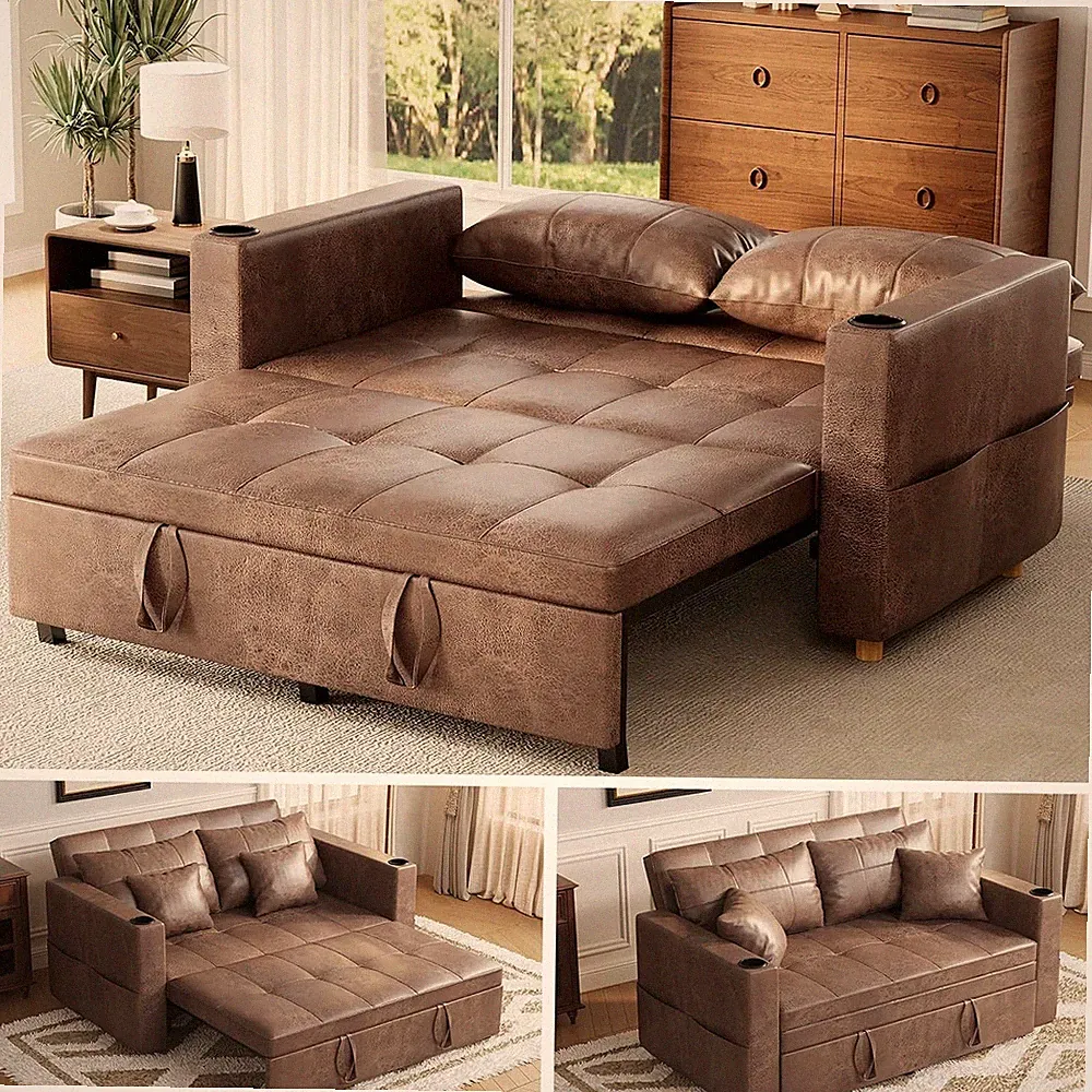 Sleeper Chair Bed, 63" Extra Wide Convertible Sofa Bed,3-in-1 Pull Out Sofa