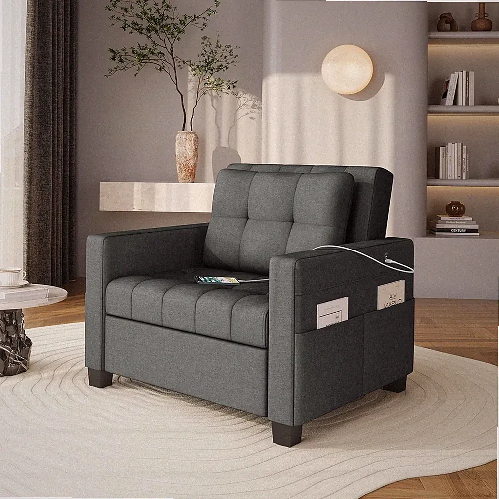 Sleeper Chair Convertible Chair Bed Fabric Futon Sofa Bed 3-in-1
