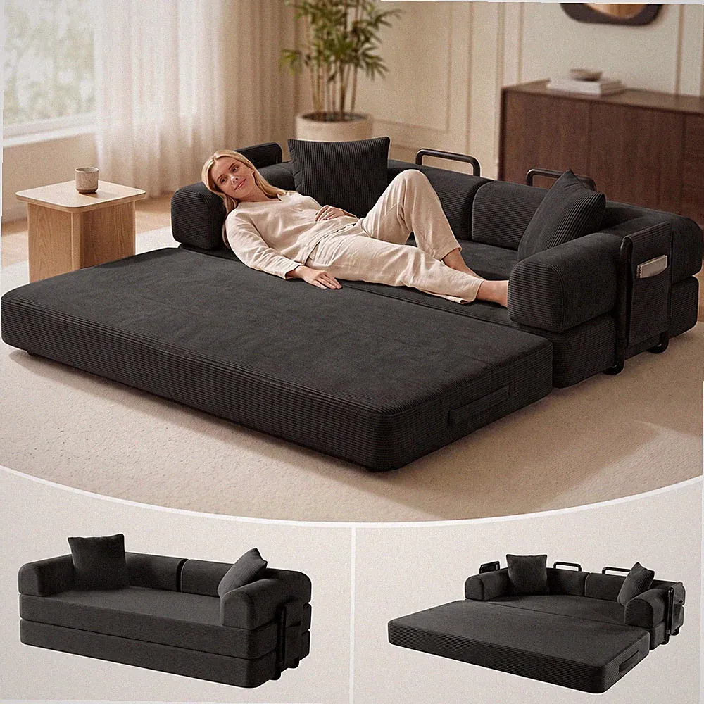 Sleeper Chair Extra Wide Convertible Couch Bed 5-in-1 Pull Out Loveseat Sofa Bed