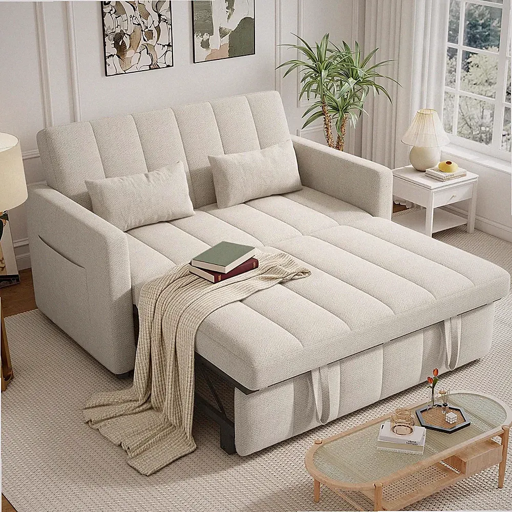 Sleeper Sofa Bed,3-In-1 Convertible Pull Out Couch with Adjustable Backrest for