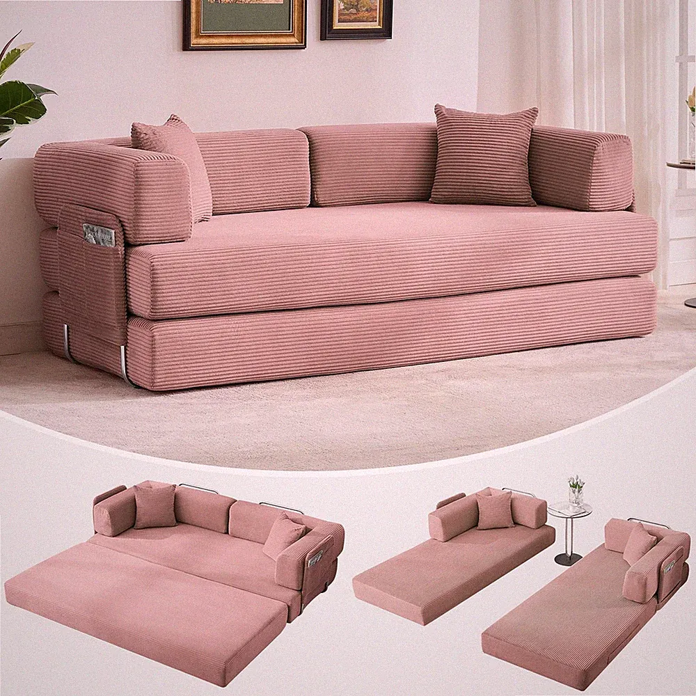Convertible Sleeper Sofa Bed ,Modern Loveseat Couch Floor Sofa Bed ,Space-Saving
