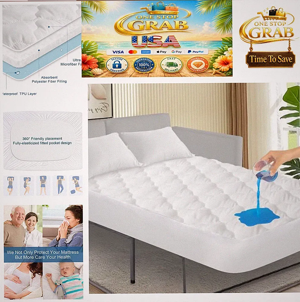 Sleeper Sofa Bed Mattress Protector Pad Queen 60x72 Waterproof TPU White Topper