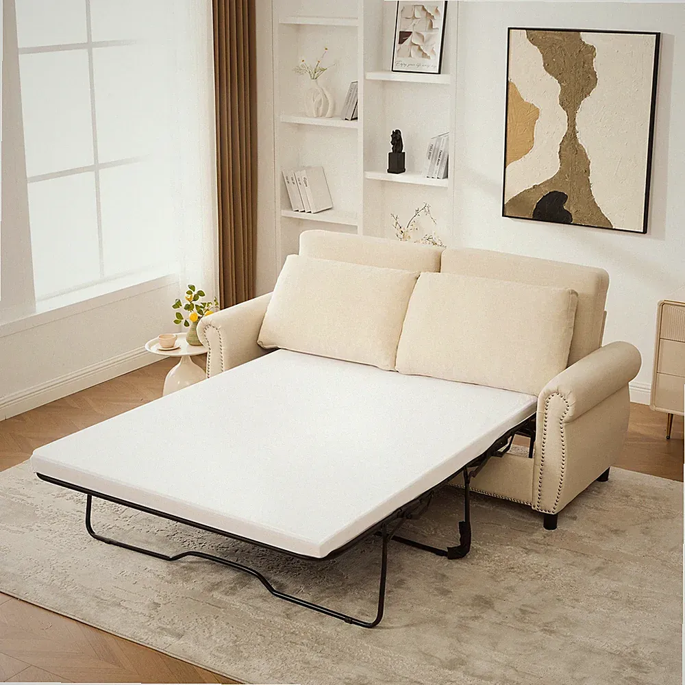 Sleeper Sofa Bed, Pull Out Couch with Mattress, 74'' 2 Seater Upholstery Secti