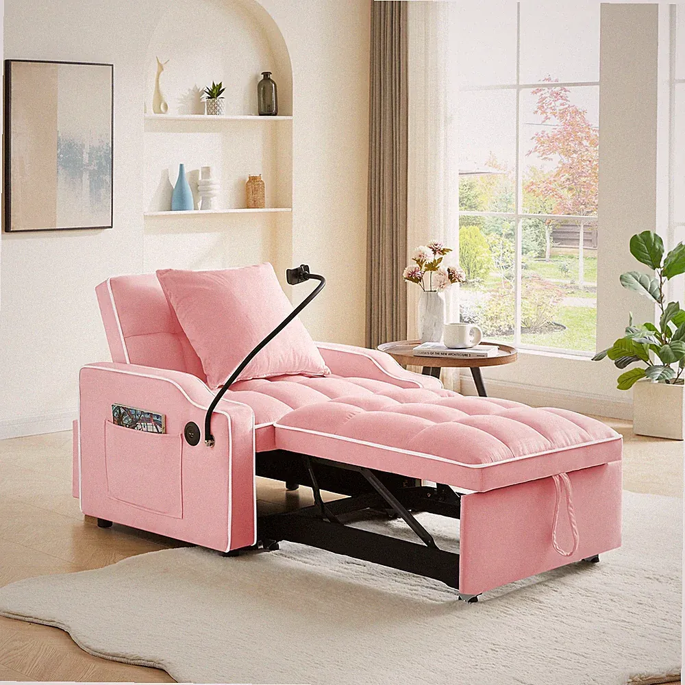 Sleeper Sofa Chair Bed, 3 In 1 Convertible Sofa Chair w/w/Adjustable Backrest