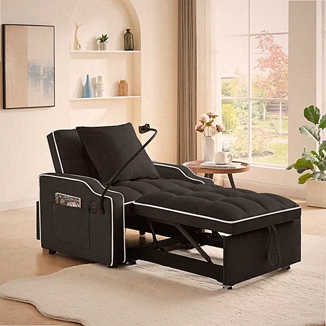 Sleeper Sofa Chair Bed, 3 In 1 Convertible Sofa Chair With Adjustable Backrest