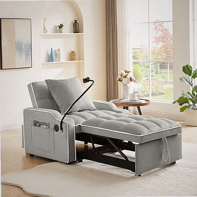 Sleeper Sofa Chair Bed, 3 In 1 Convertible Sofa Chair With With Adjustable Backr