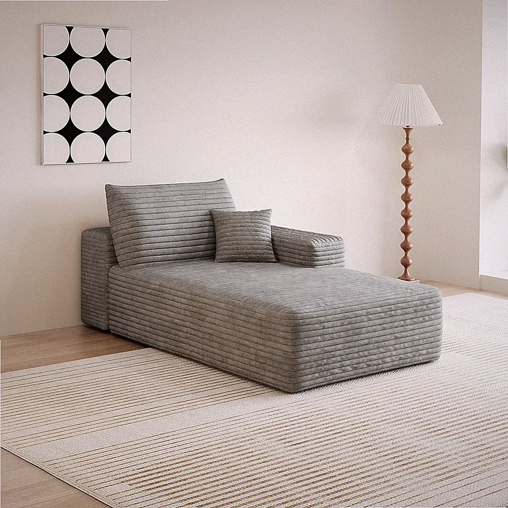 Sleeper Sofa, Corduroy, Chaise Lounge, Modular Sectional, Antique Grey, 68.9"L