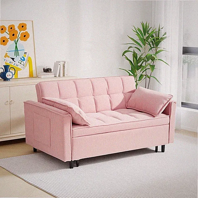 Sleeper Sofa Corduroy Modular Sectional Convertible Loveseat w/ Pull Out Bed