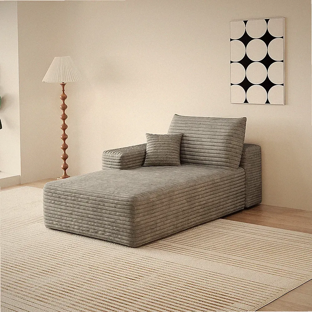 Sleeper Sofa Left Chaise Antique Grey Corduroy 68.9" L x 37.4" W