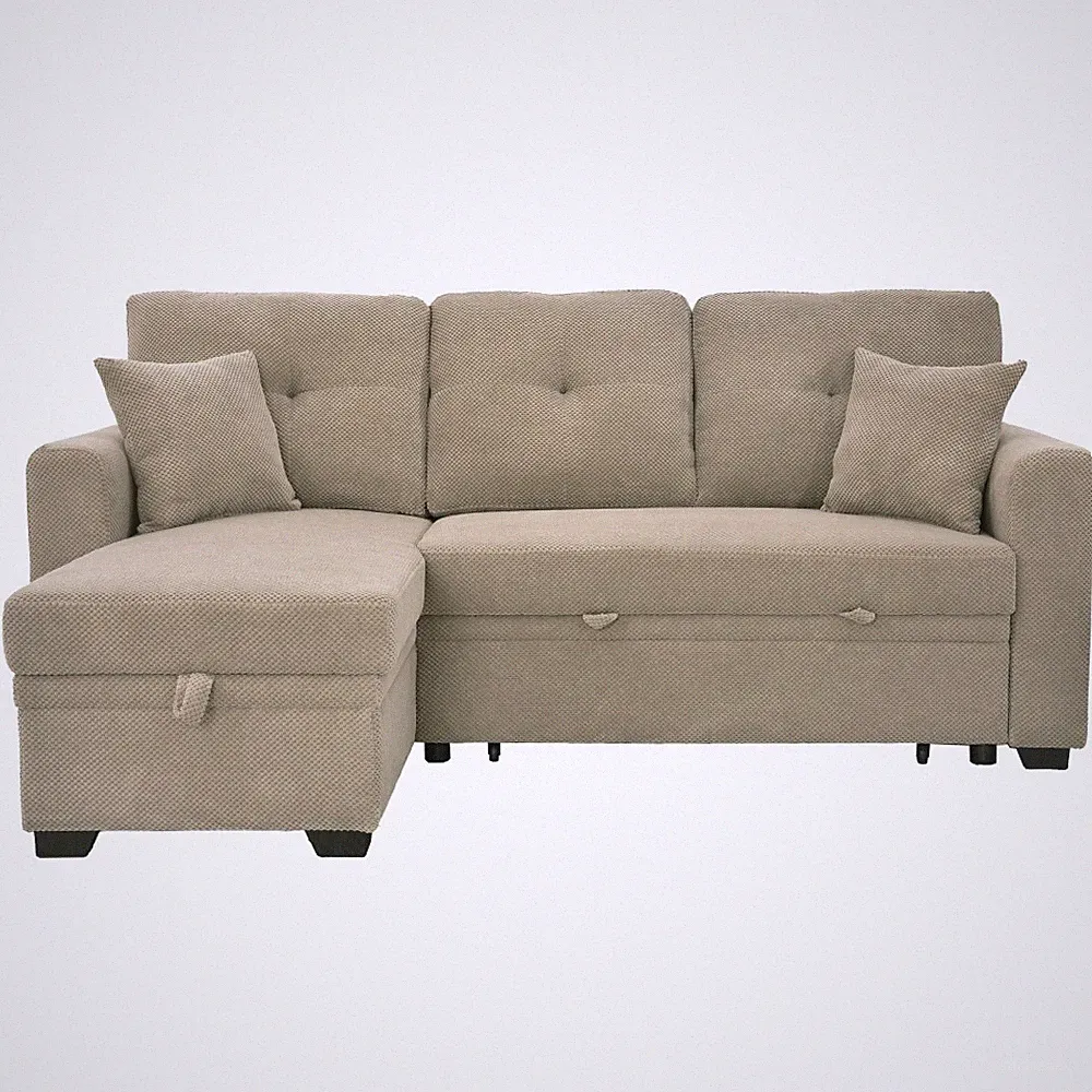 Sleeper Sofa Sectional with Pull Storage L-Shaped Sofa for Small Space