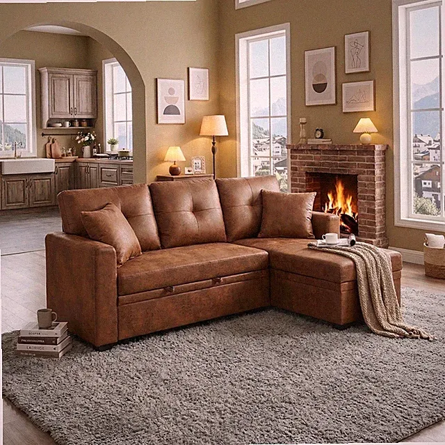 Sleeper Sofa, Sectionalw/Pull-Out Bed, Reversible Chaise, Storage Sectional, Li