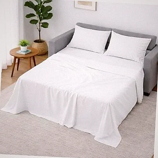 Sleeper Sofa Sheets Full Size, 4 Piece Sleeper Sofa Full-6" White Solid