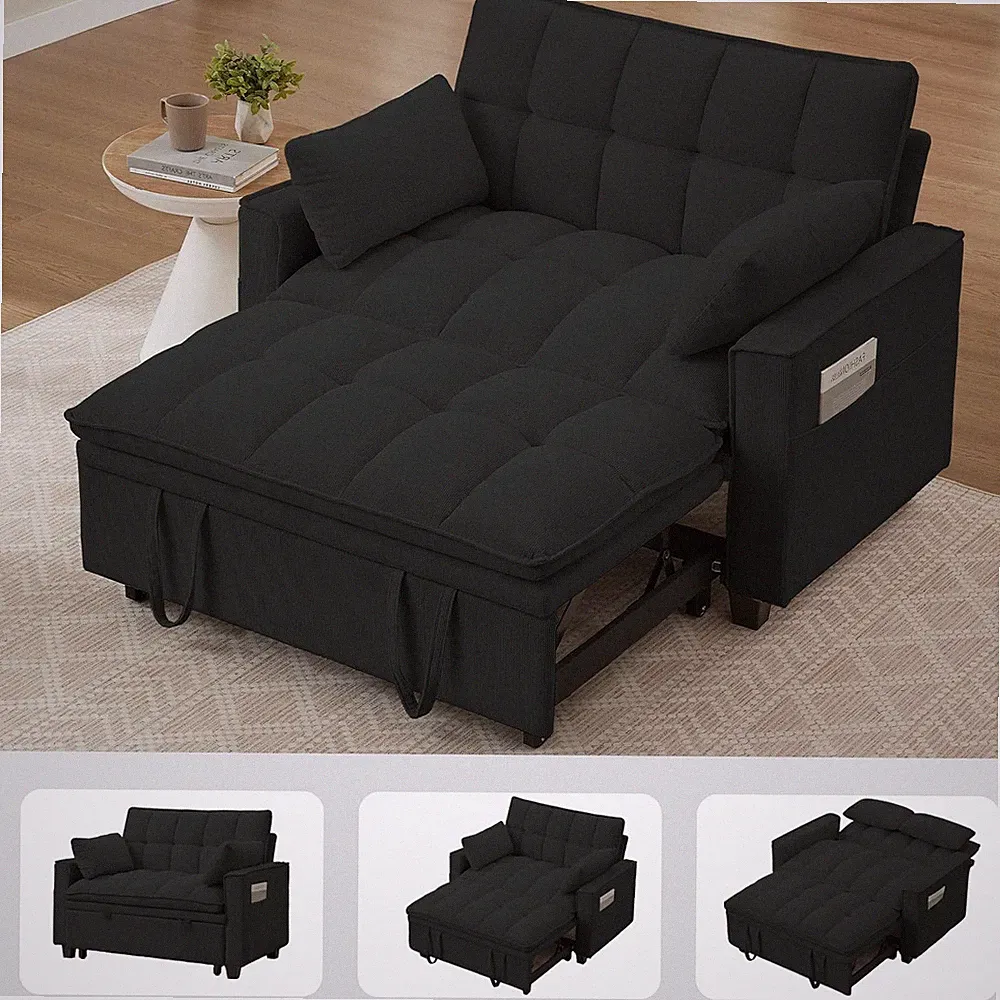 Sleeper Sofa with Pull Out Couch Bed, 48" Convertible Pull-Out Sofa Bed Chair