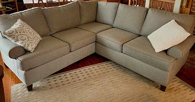 Slightly Used Bassett L Shaped Sectional, light Gray, High Quality Durability