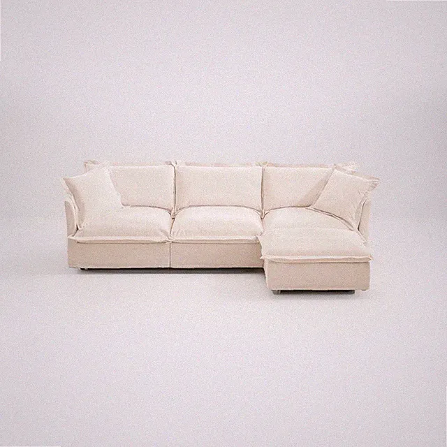 Slipcovered Sofa | L-Shaped Deep Seat Sectional | 3-Seater