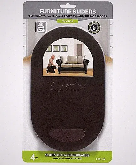 Slipstick® 9-1/2" x 5-3/4" Oval Hardwood Furniture Sliders - 4 Pack