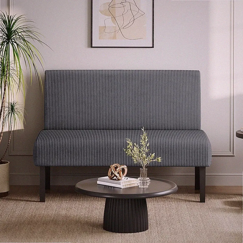 Small 2-Seater Loveseat Sofa – Comfy Corduroy Armless Couch for Living Room, Bed