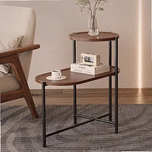Small Coffee Tables 2-tier Modern Sofa Side Table with Wood Storage Shelf Living