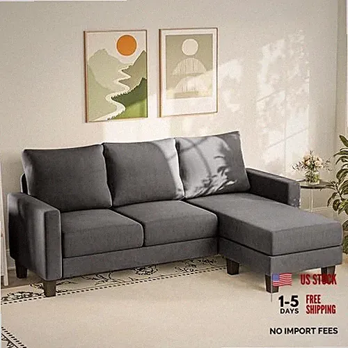 Small Couches for Living Room, Modern Sectional Couch, Comfy Sofa Dark Grey