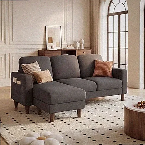 Small Couches for Living Room, Modern Sectional Couch, Comfy Sofa Dark Grey