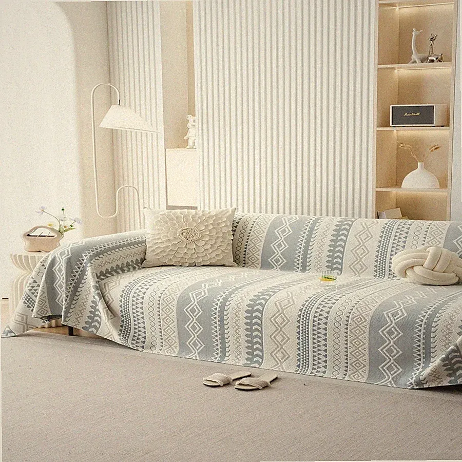 Small Fresh Cool Bean Ice Silk Sofa Cushion Summer Fixed Non-Slip Mat Leather