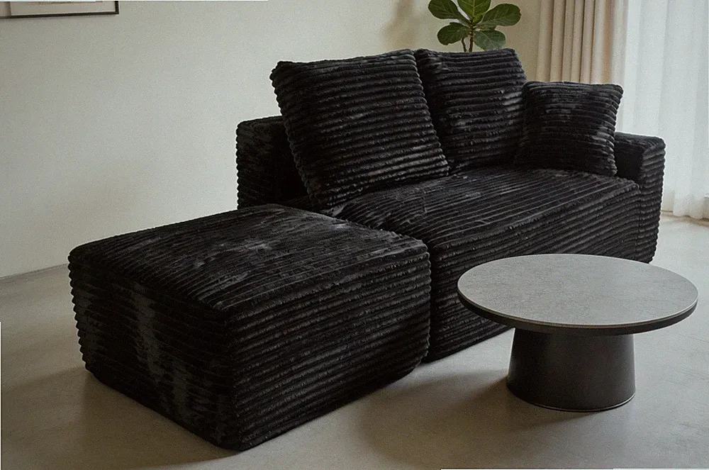 Small L shape Modular Sofa,Cloud Couch w/Deep Seat and ottoman,Oversized Bonele