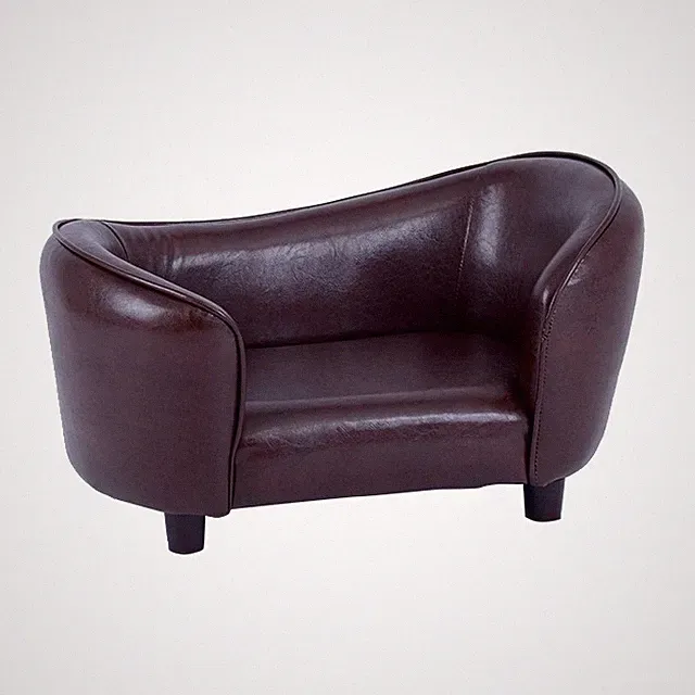 Small Pet Sofa Synthetic Leather 18" X 12" Seat Chocolate Brown