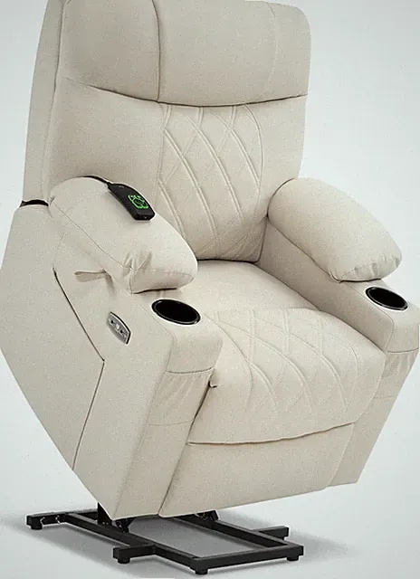 Small Power Lift Recliner Chair Sofa with Massage and Dual Heating, Adjustable H