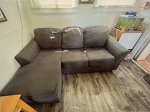 Small Sectional Reversible L Shaped Upholstered Gray Couch